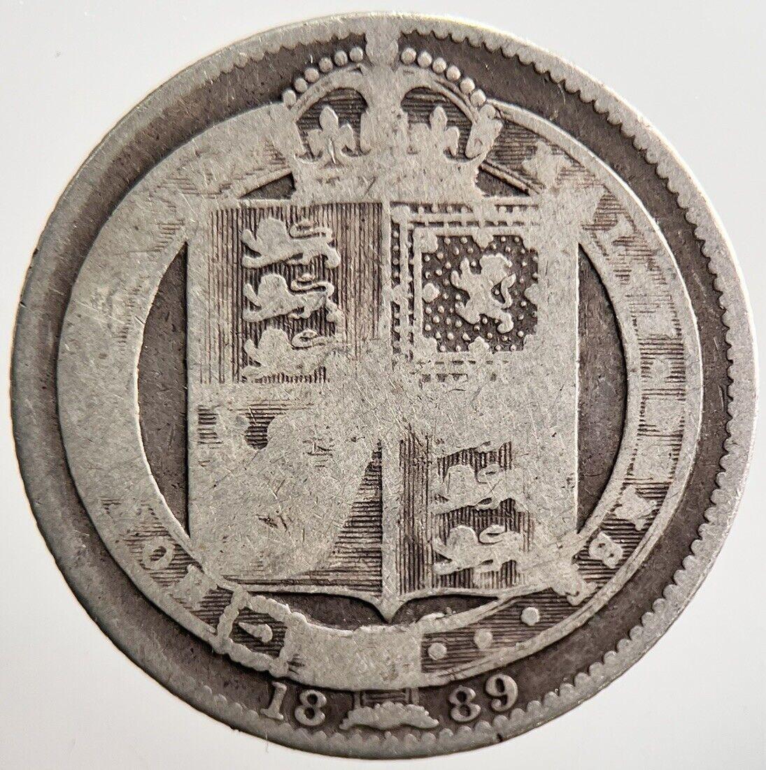 1889 Victoria Shilling Silver Coin | Fair Grade | a3534