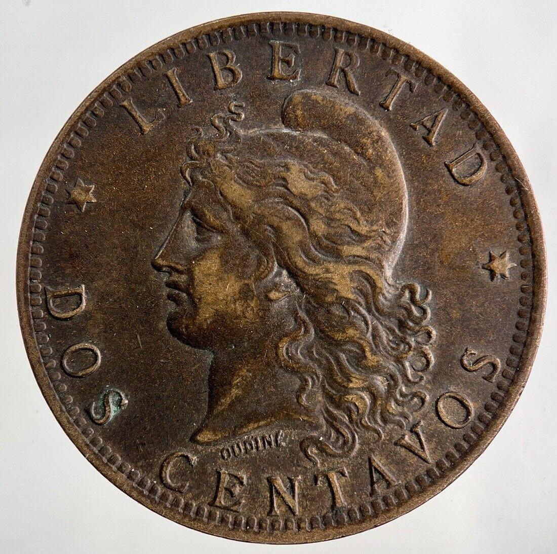 1890 Argentina Dos 2 Centavos Coin | Fine Collectable Grade