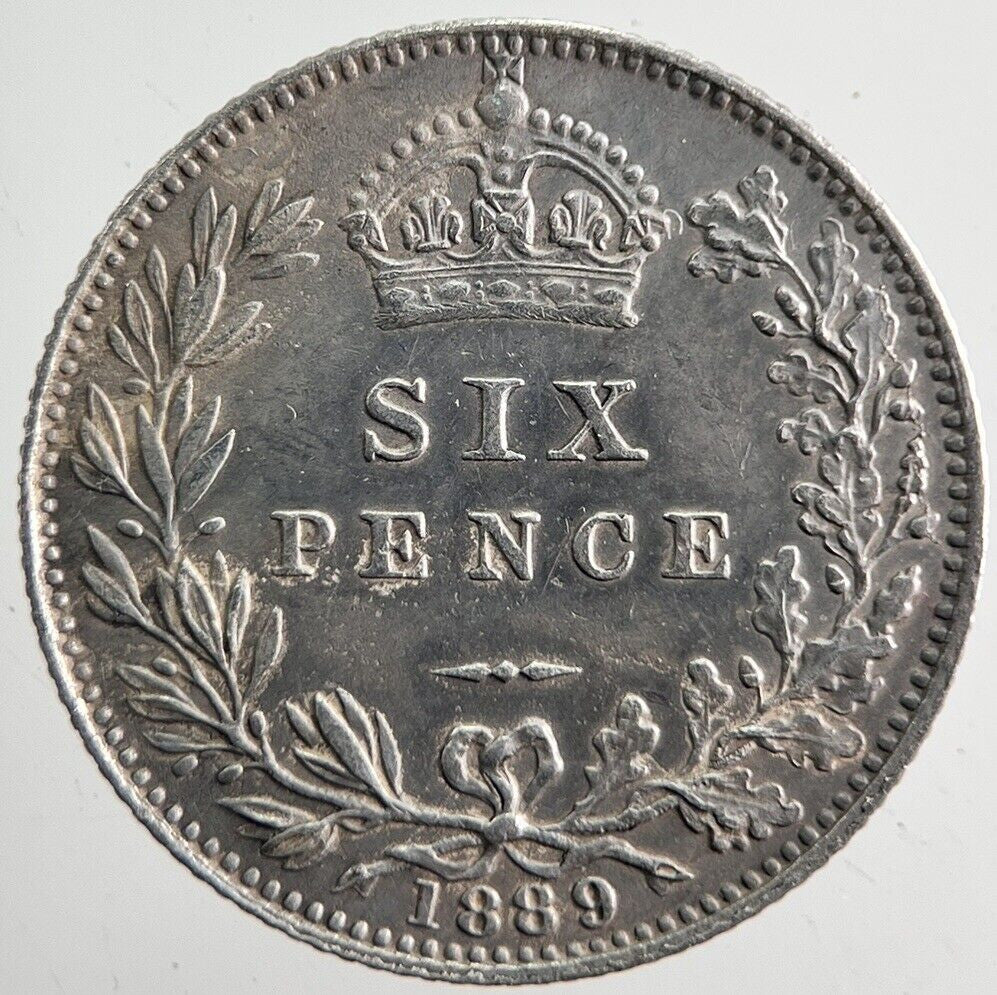 1889 Victoria Sixpence Silver Coin | Very High Grade