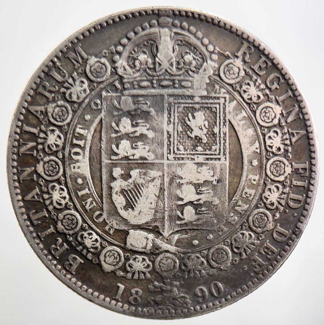1890 Victoria Half-Crown Silver Coin | Fine Collectable Grade | a3361