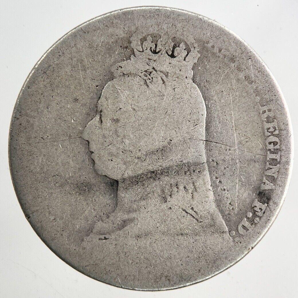 1890 Victoria Shilling Silver Coin | Worn Grade