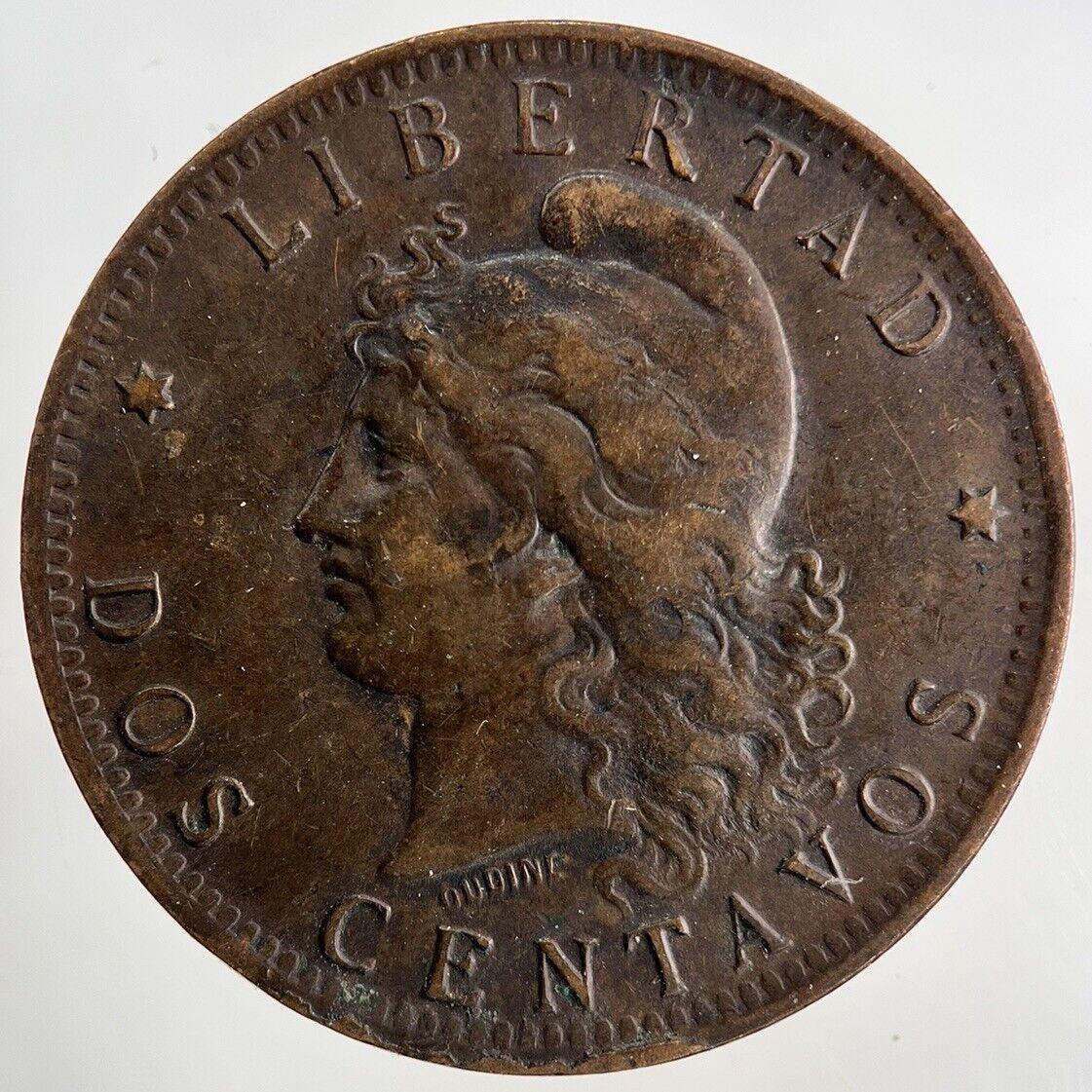 1891 Argentina Dos 2 Centavos Coin | Fine Collectable Grade