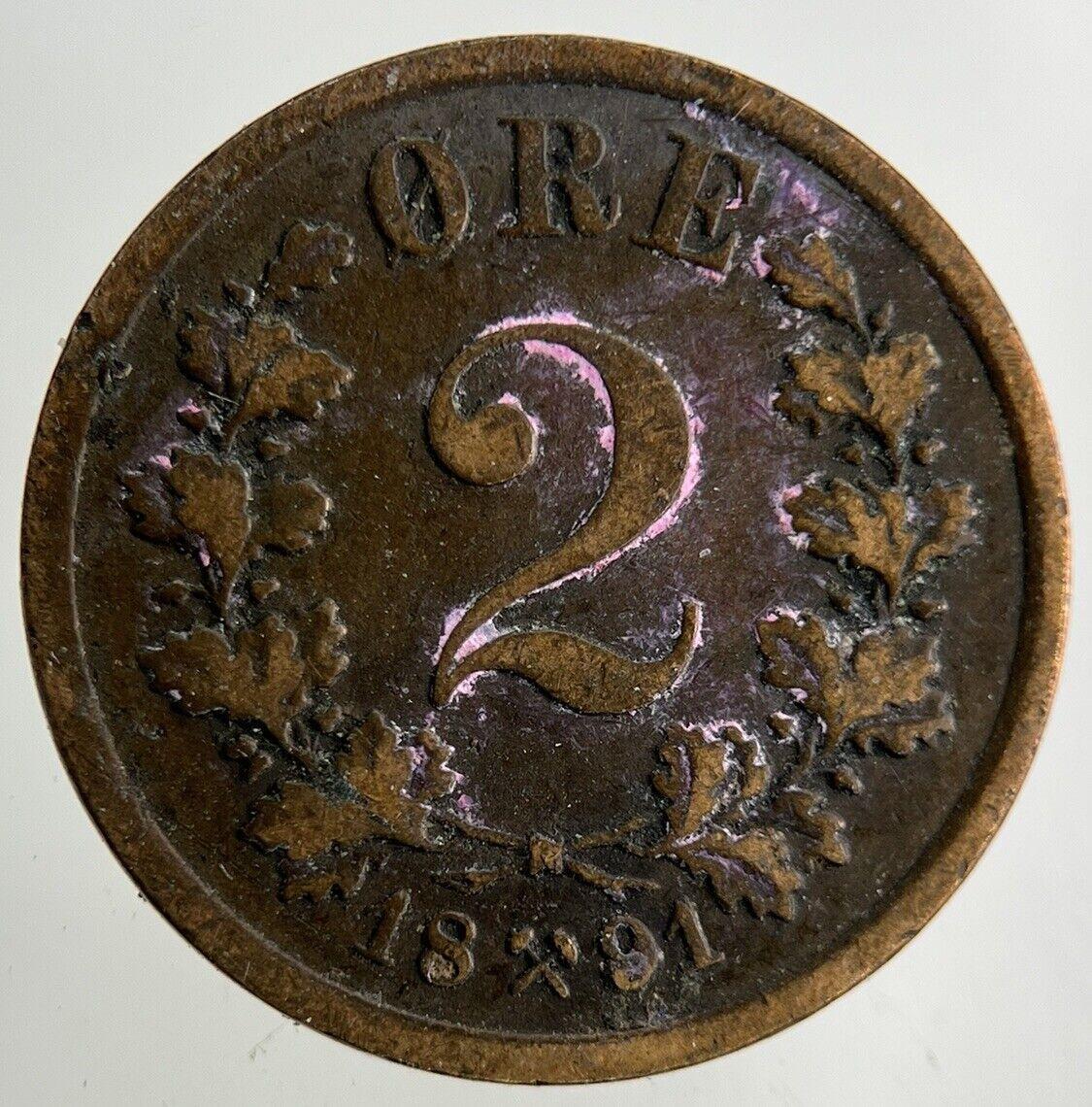 1891 Norway 2 Ore Coin | Collectable Grade
