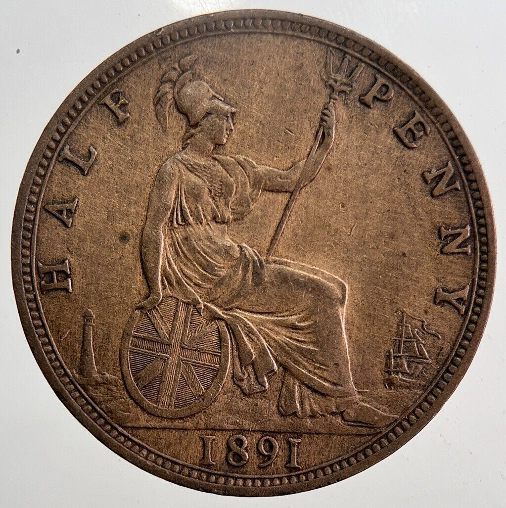 1891 Victoria Half-Penny Coin | Very Fine Grade | a5928