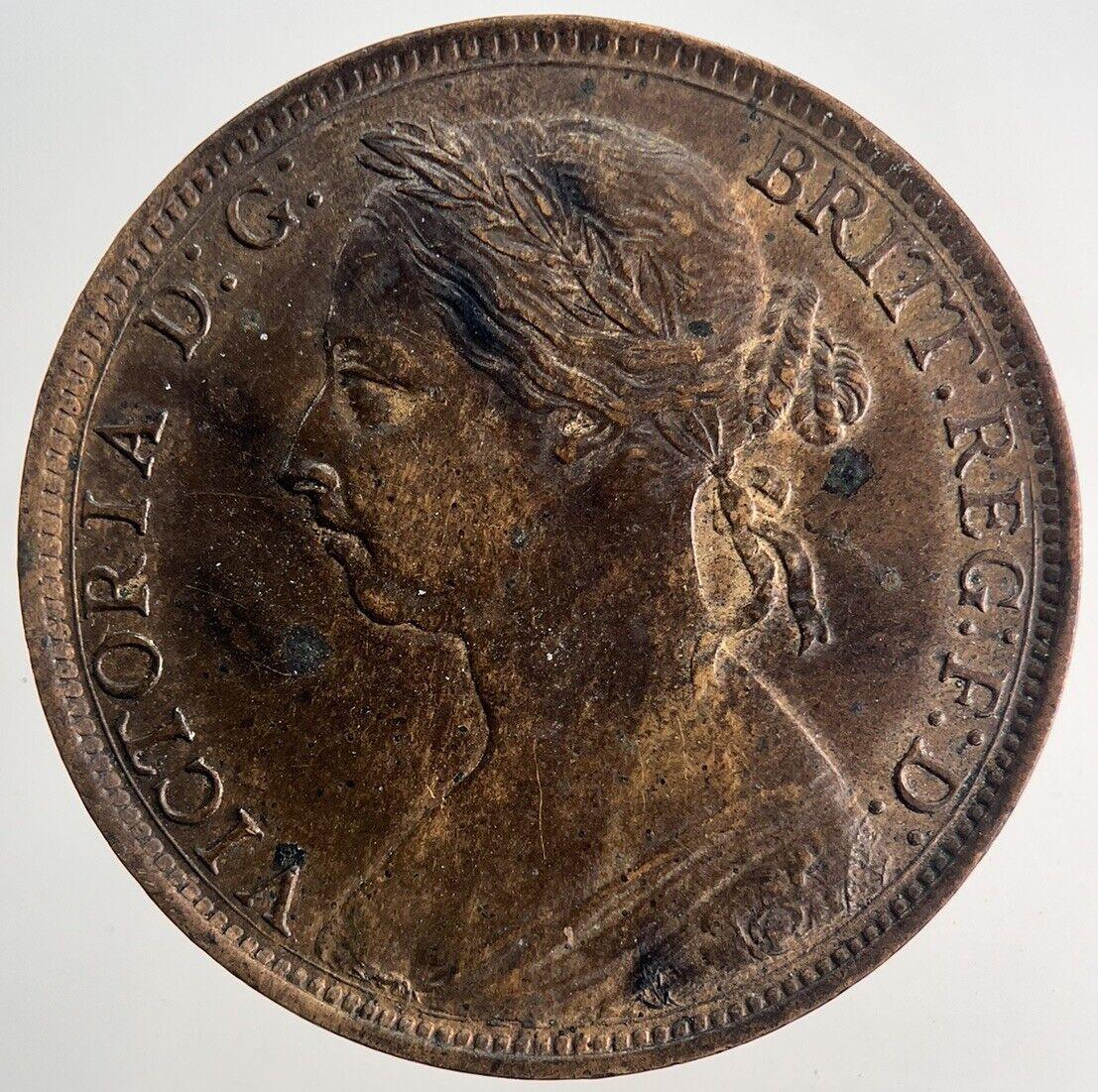 1891 Victoria One Penny Coin | Very Fine Grade | a9941