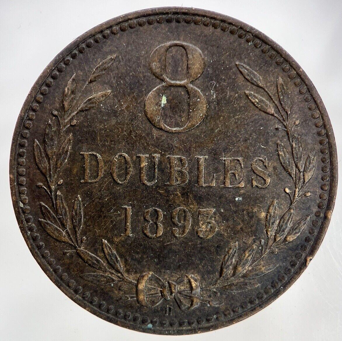 1893 Guernsey 8 Doubles Coin | Fine Collectable Grade