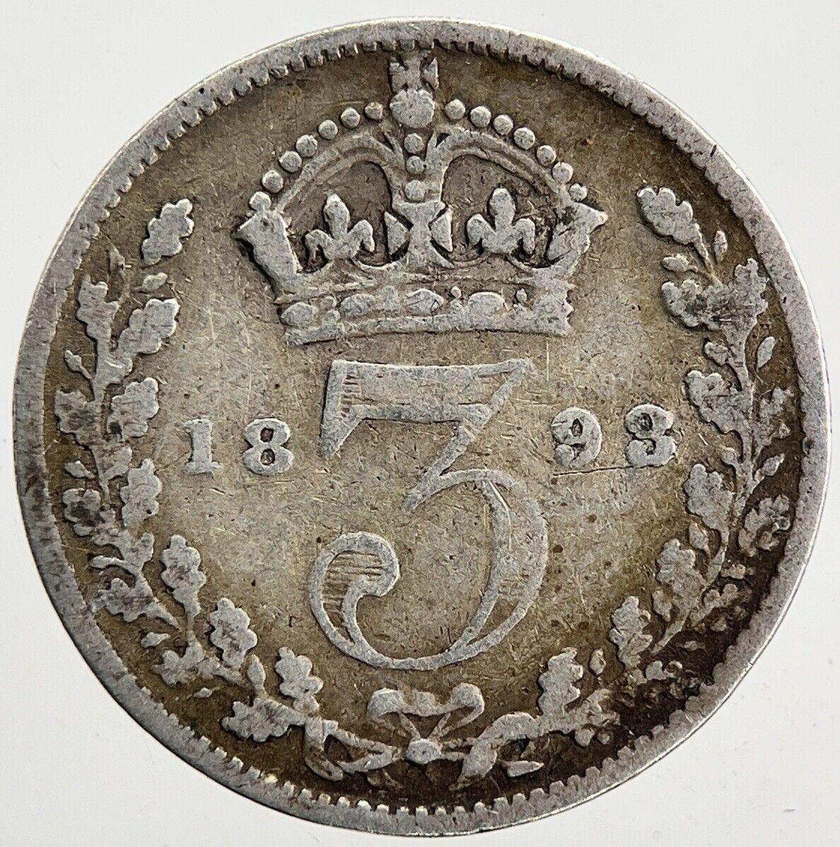1893 Victoria Threepence Silver Coin | Fine Collectable Grade | a6004