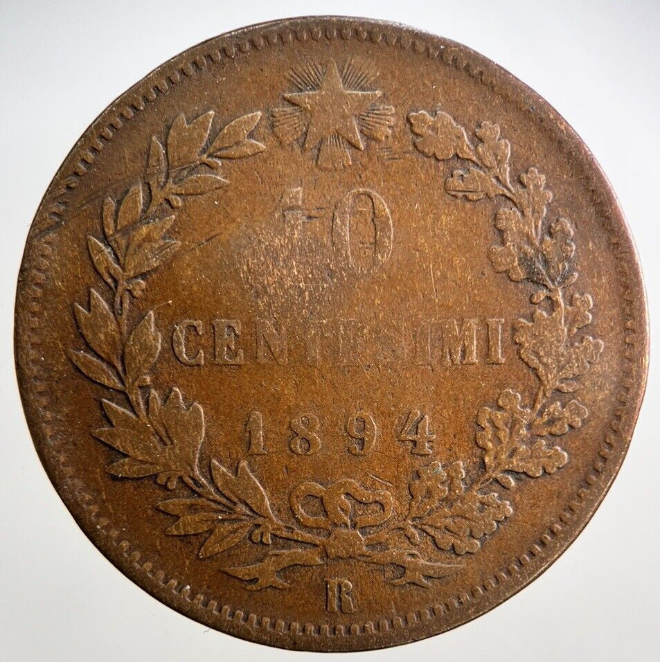 1894 Italy 10 Centesimi Coin | Fair Grade | a2937