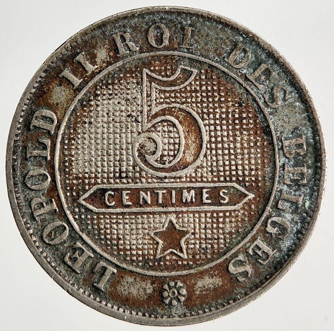 1895 Belgium 5 Centimes Coin | Fine Collectable Grade