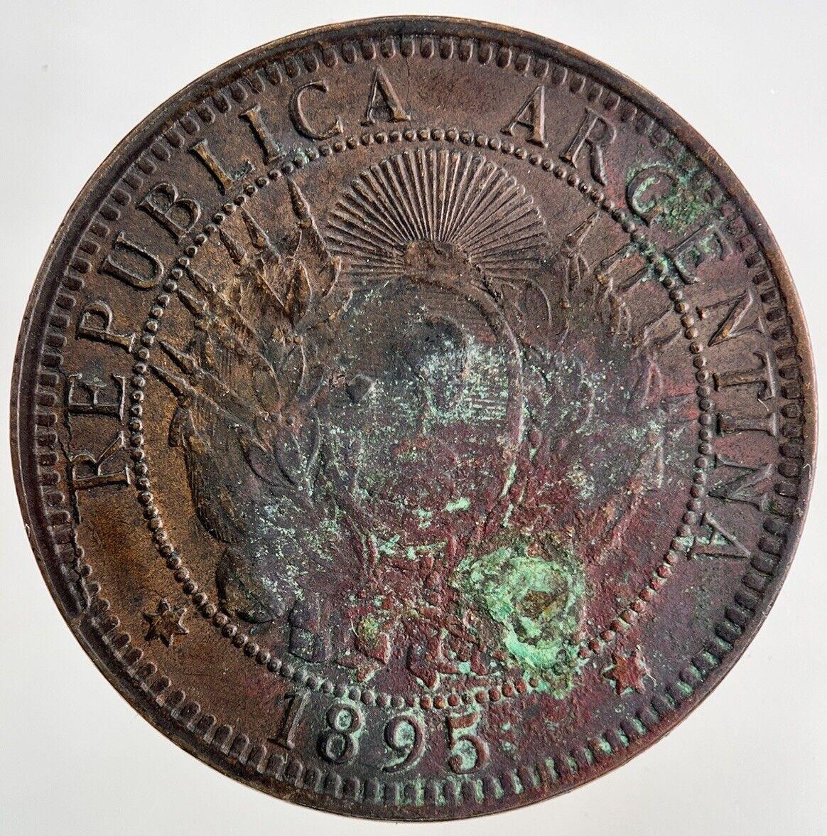 1895 Argentina Dos 2 Centavos Coin | Fine Collectable Grade