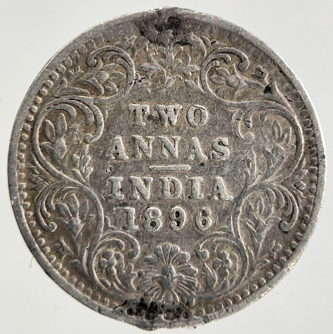 1896 India 2 Annas Silver Coin | Fine Collectable Grade