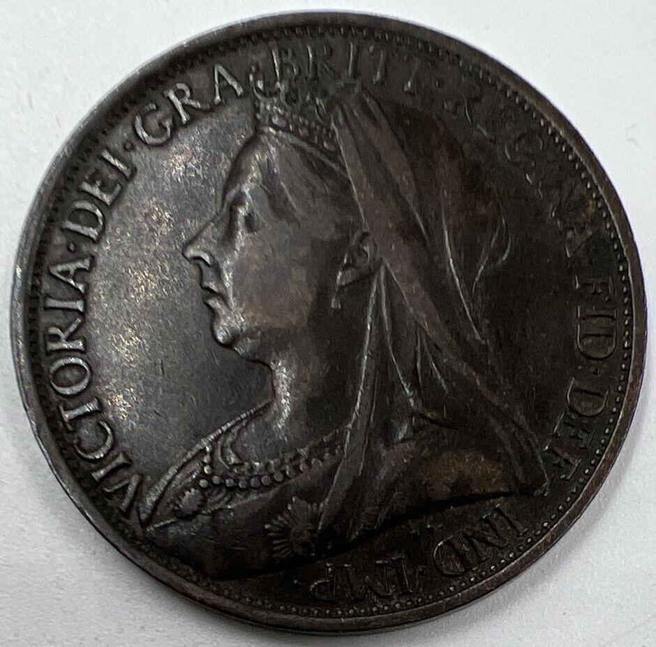 1896 Victoria One Penny | British Copper Coin | Fine Collectable Grade | a297
