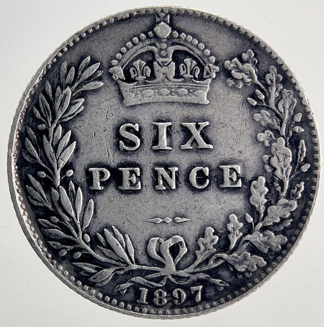 1897 Victoria Sixpence Silver Coin | Very High Grade | a9967