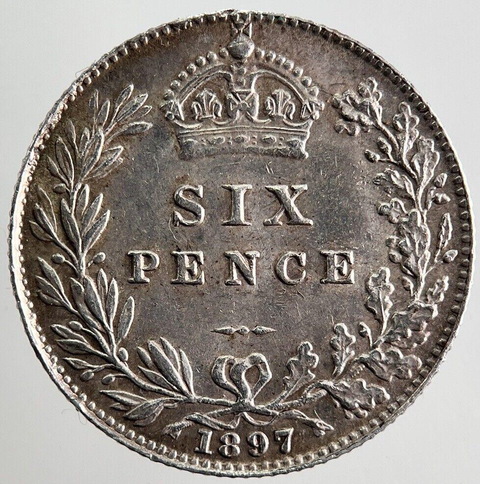 1897 Victoria Sixpence Silver Coin | Very High Grade