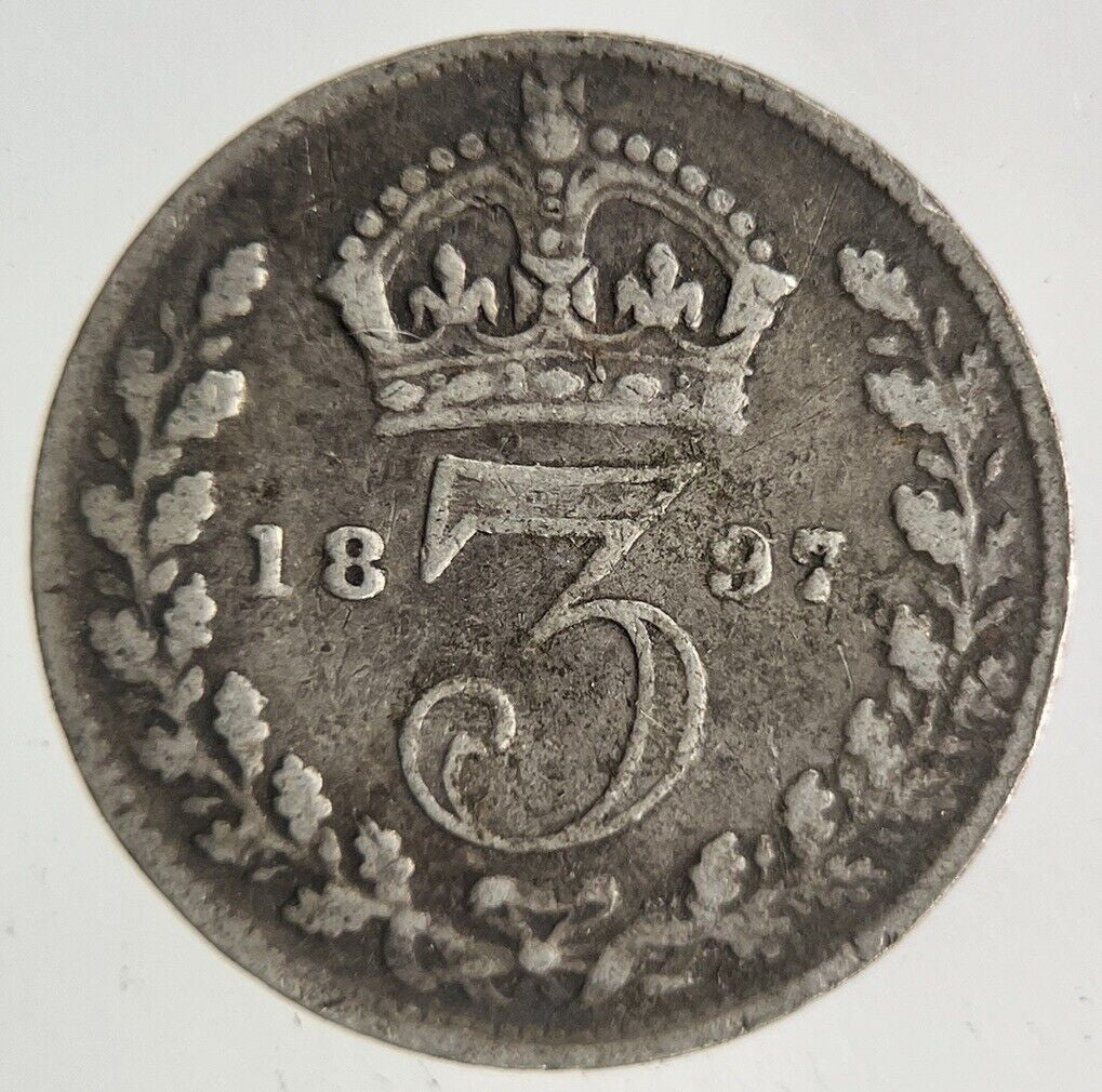 1897 Victoria Threepence Silver Coin | Fine Collectable Grade