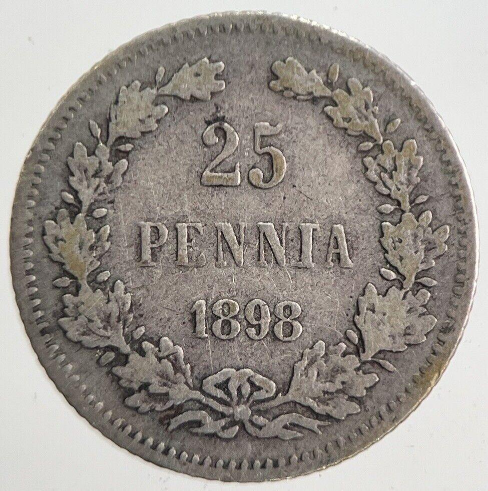 1898 Finland 25 Pennia Silver Coin | Collectable Grade | a4868