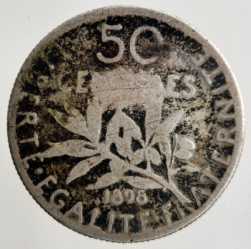 1898 France 50 Centimes Silver Coin | Fair Grade