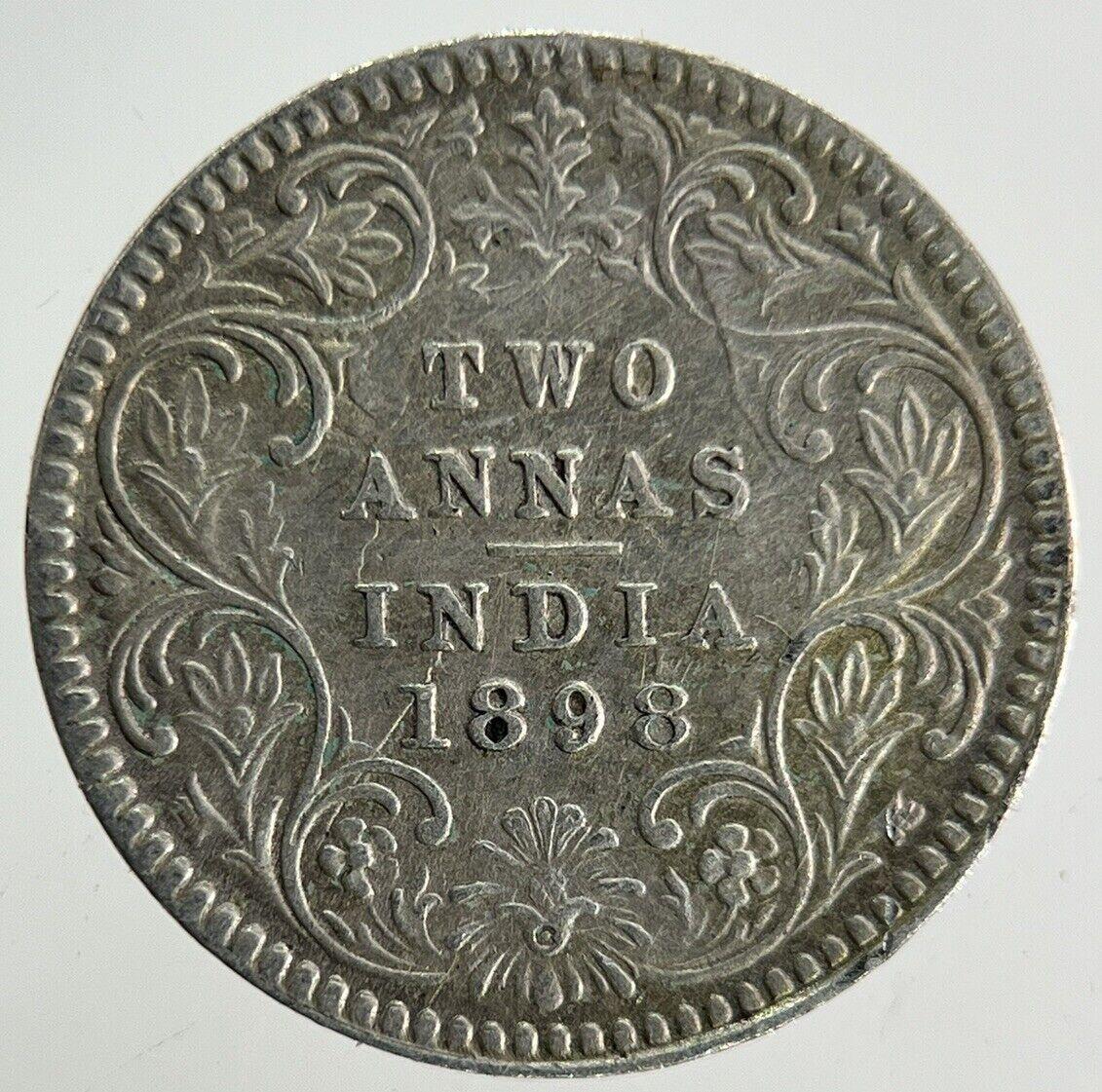 1898 India 2 Annas Silver Coin | Very High Grade