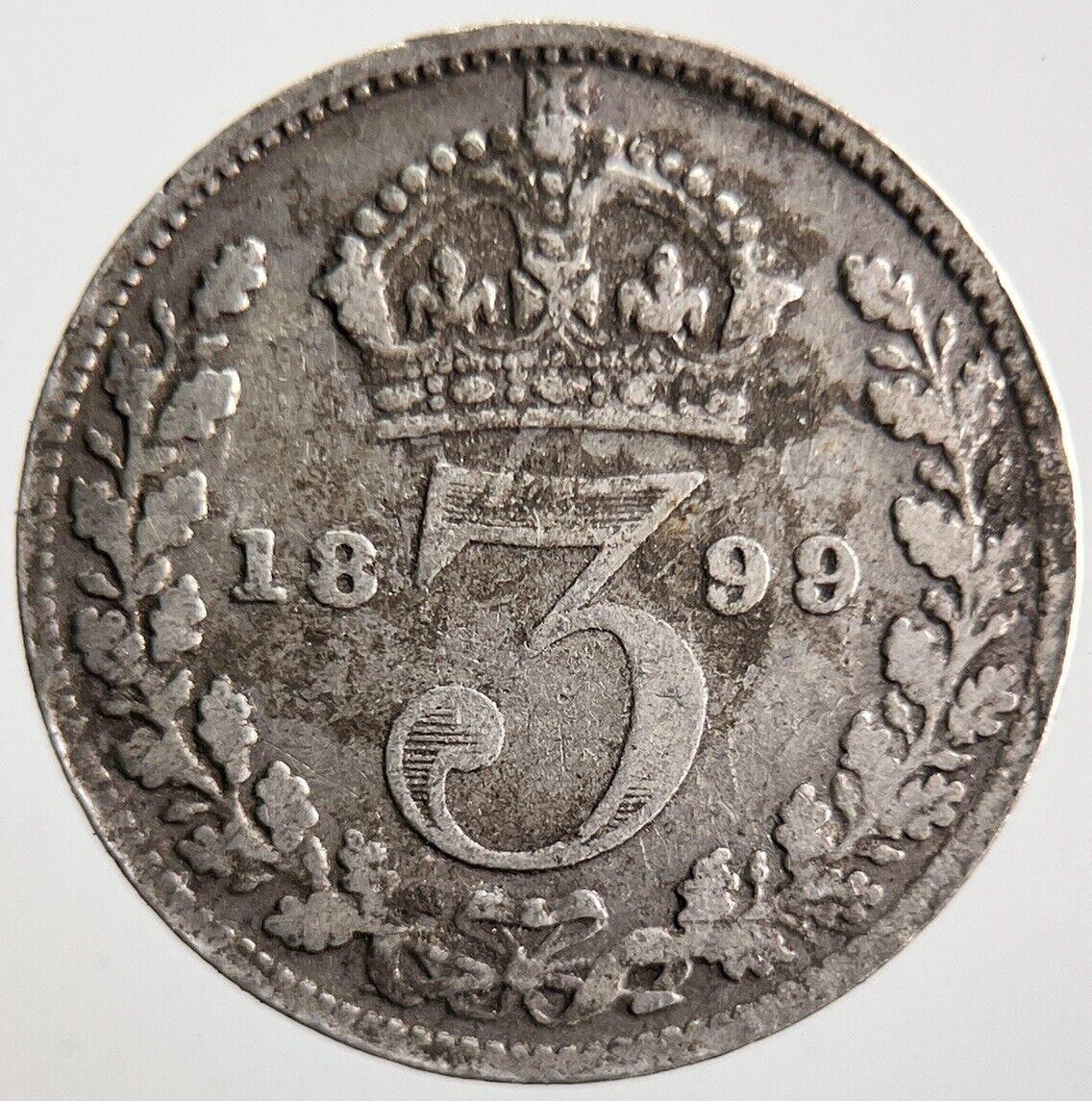 1899 Veiled Head Victoria Threepence Silver Coin | Collectable Grade | a4070