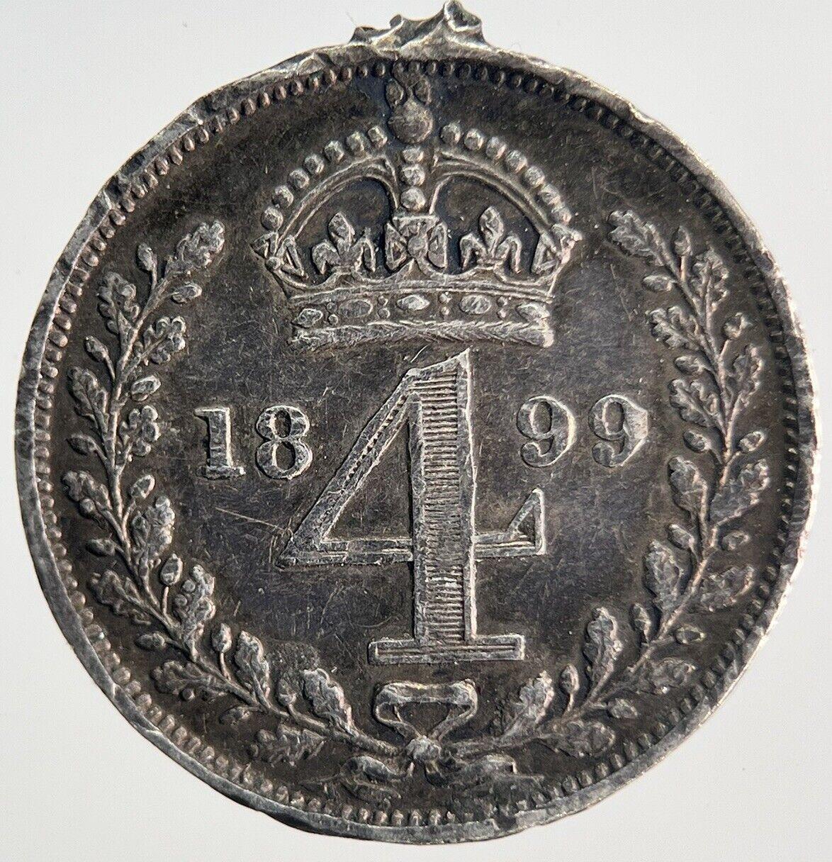 1899 Victoria Maundy Four-Pence Silver Coin | Fine Collectable Grade | a733