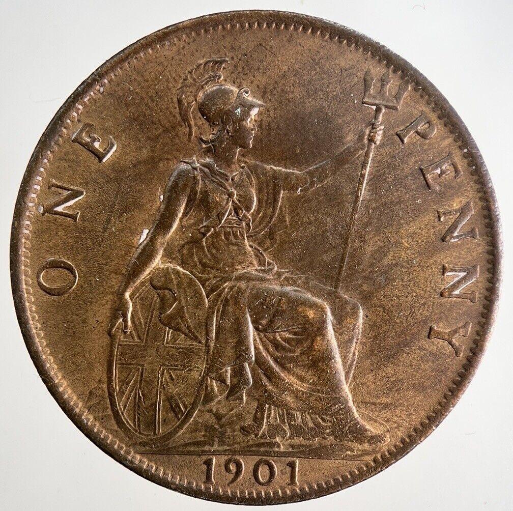 1901 Victoria One Penny Coin | Very Fine Grade | a9643