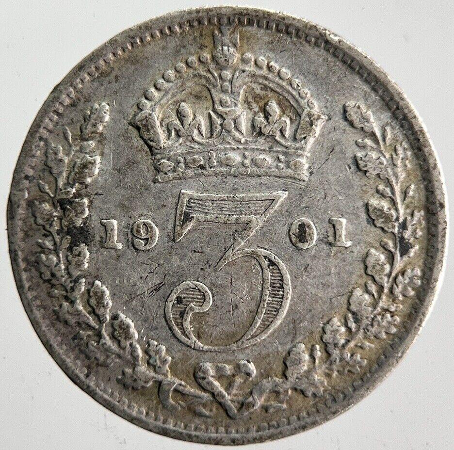 1901 Victoria Threepence Silver Coin | Very High Grade | a4607
