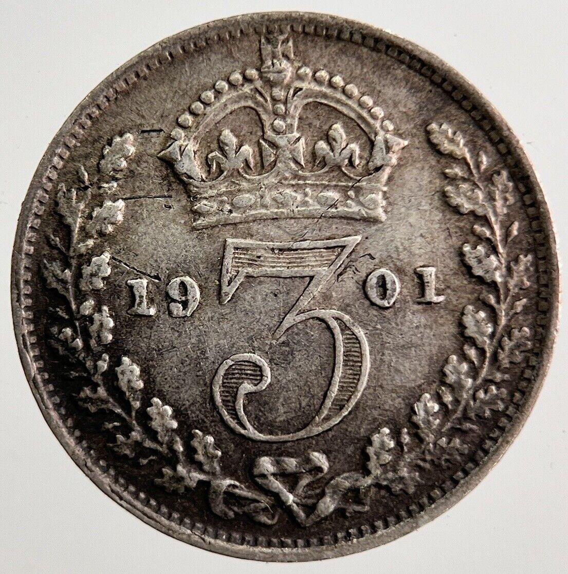 1901 Victoria Threepence Silver Coin | Very High Grade | a7216
