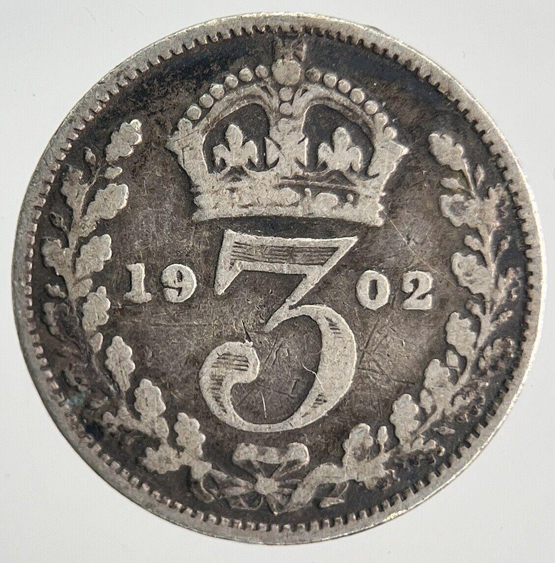 1902 Edward VII Threepence | British Silver Coin | Collectable Grade | a1912