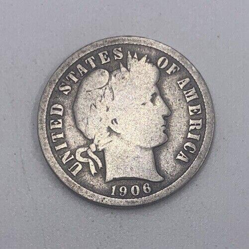 1906 US USA Barber One 1 Dime | American Silver Coin | Collectable Grade | a212