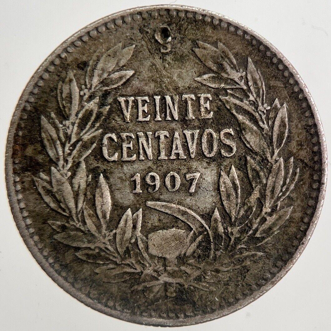 1907 Chile 20 Veinte Centavos Silver Coin | Collectable Grade | a5557