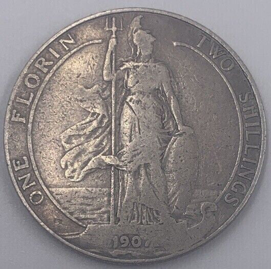 1907 Edward VII Florin | British Silver Coin | Collectable Grade | a018