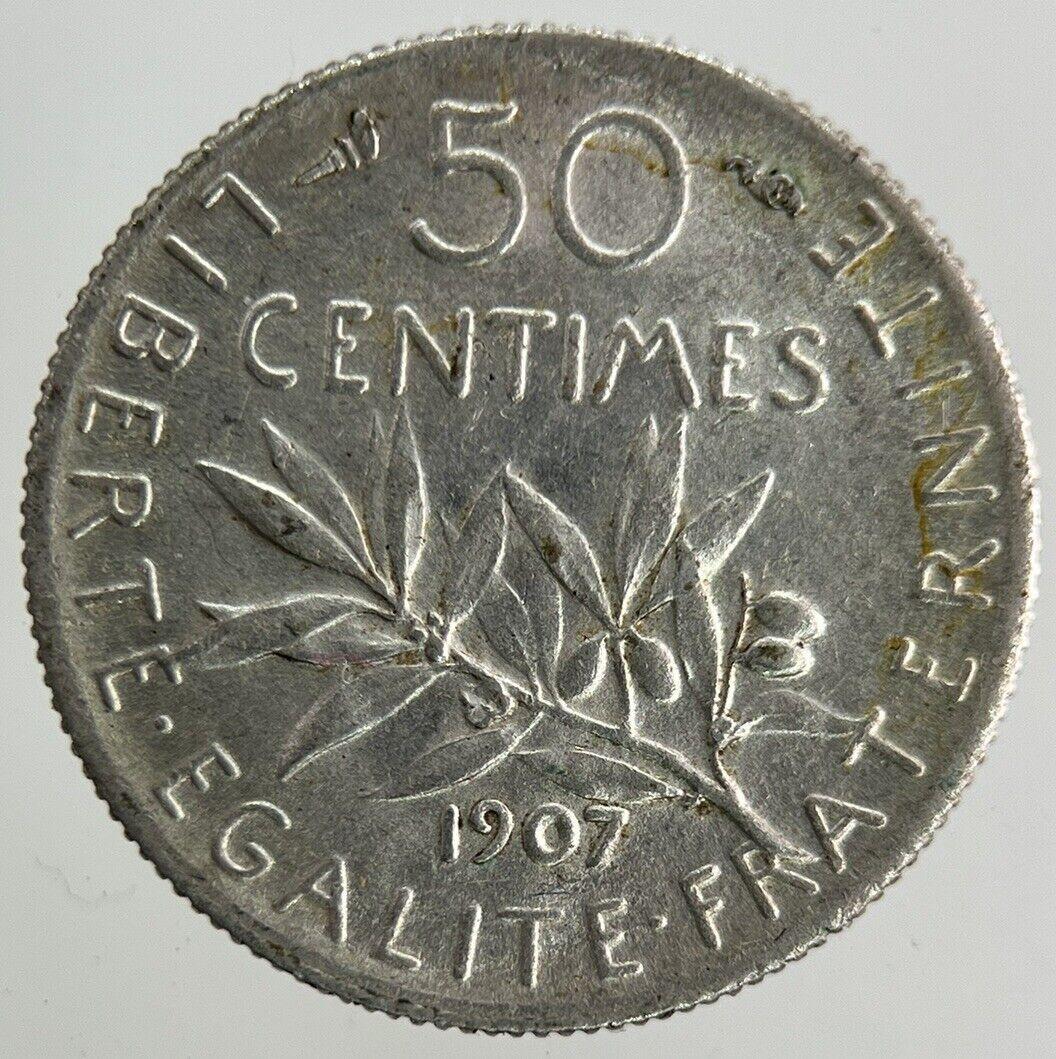 1907 France 50 Centimes Silver Coin | Fine Collectable Grade