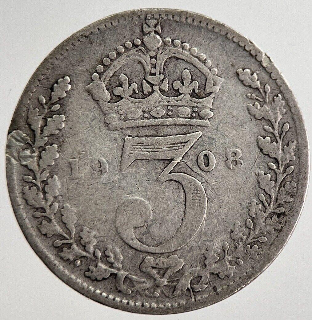 1908 Edward VII Threepence Silver Coin | Collectable Grade | a8873