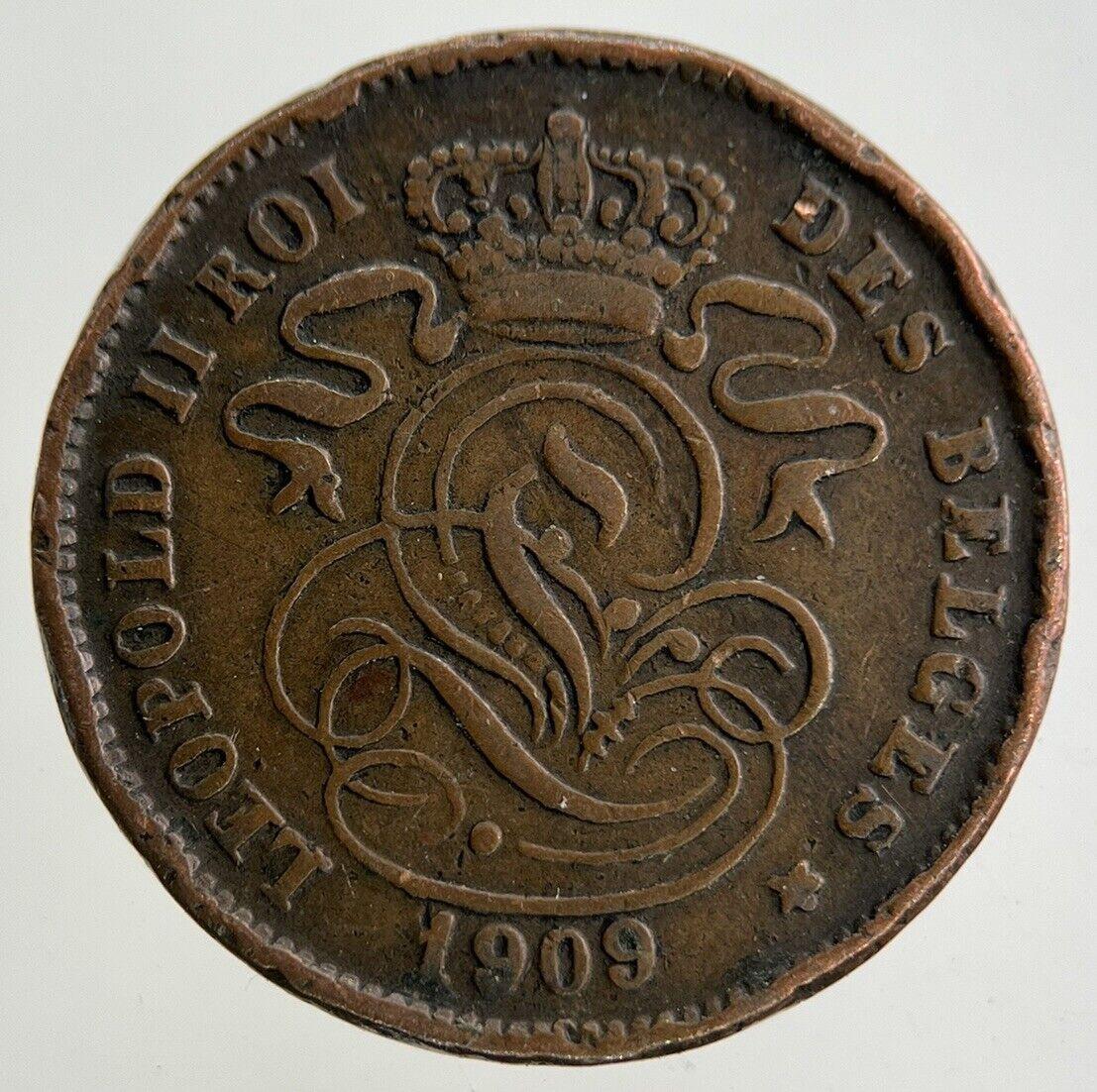 1909 Belgium 2 Centimes Coin | Fine Collectable Grade