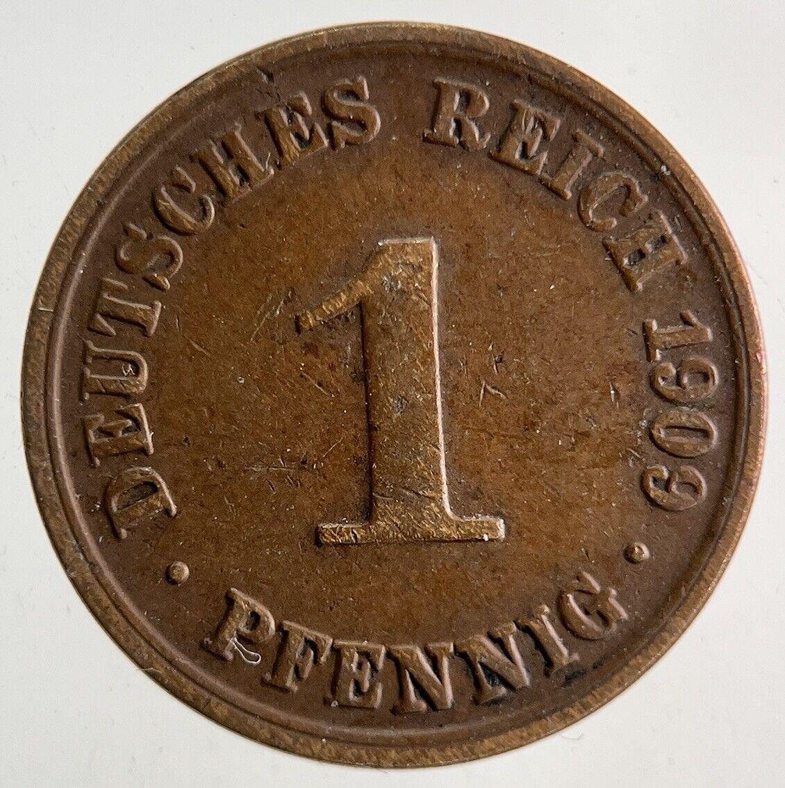 1909 Germany 1 Pfennig Coin | Fine Collectable Grade