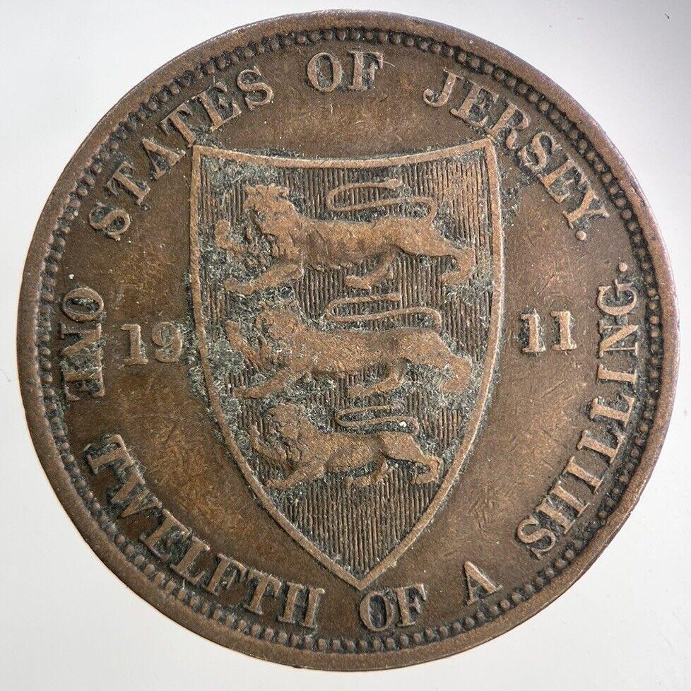 1911 Jersey One Twelfth Of A Shilling 1/12th Coin | Fine Collectable Grade