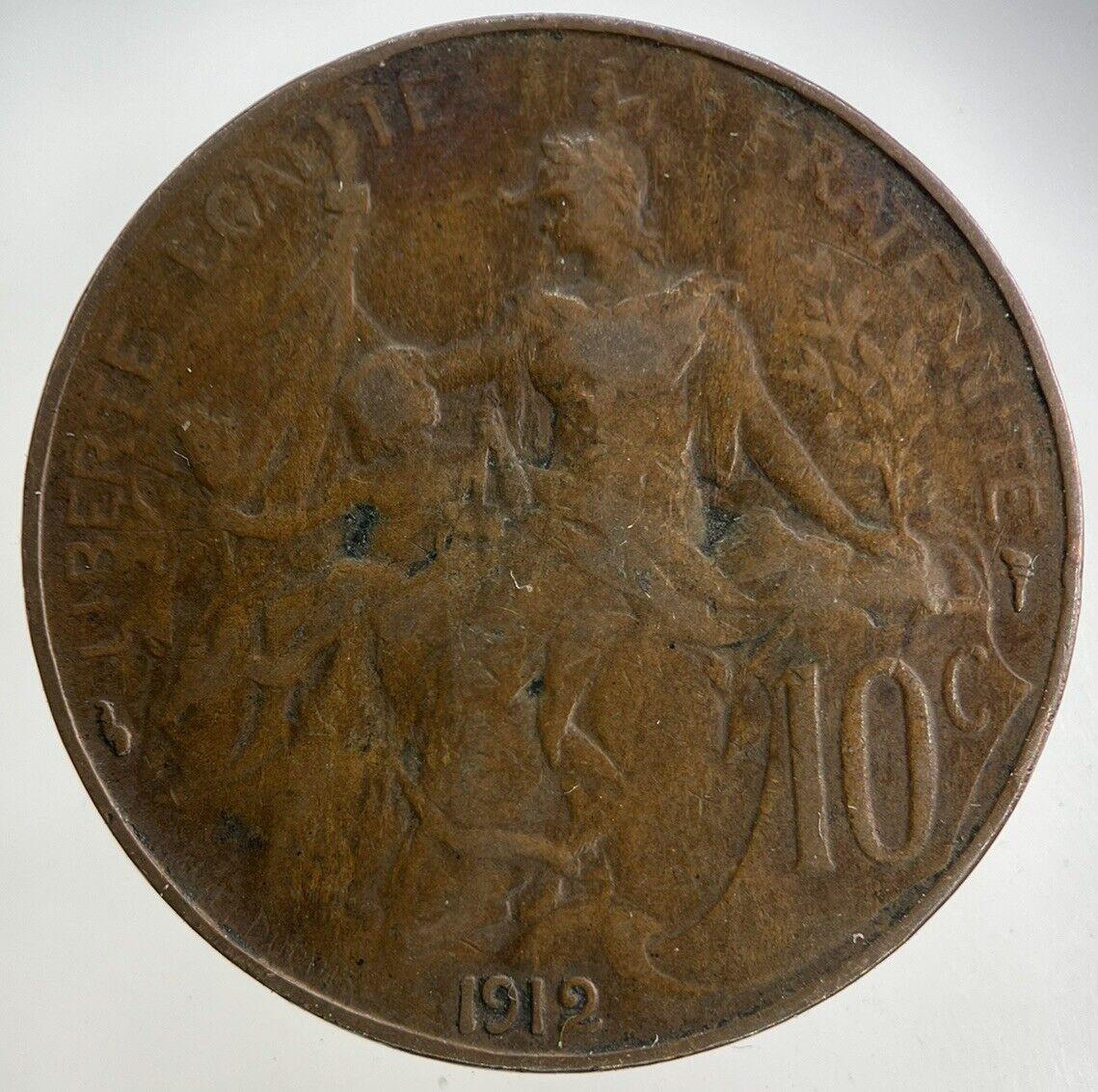 1912 France 10 Centimes Coin | Fine Collectable Grade