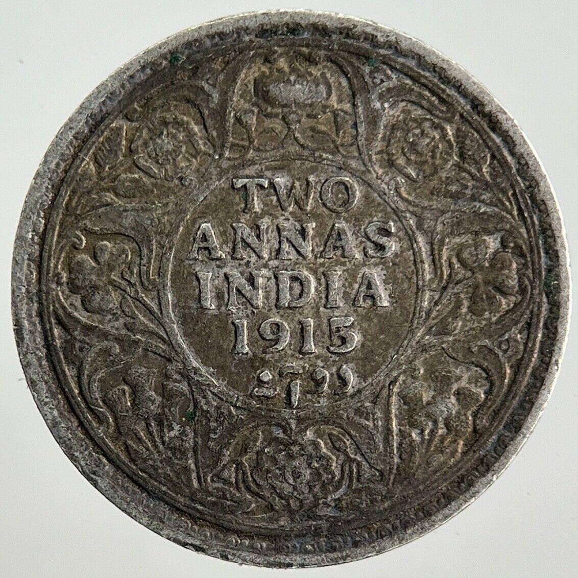 1915 India 2 Annas Silver Coin | Fine Collectable Grade