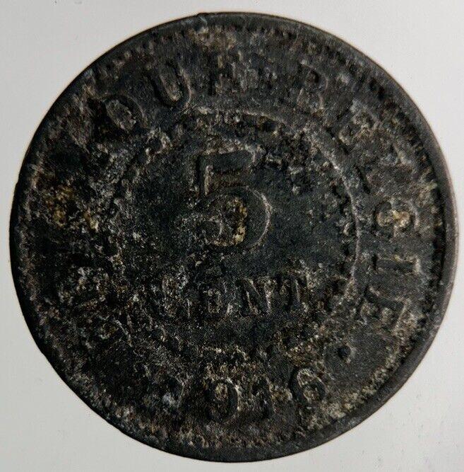 1916 Belgium 5 Centimes Coin | Collectable Grade