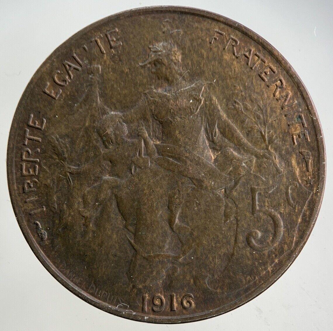 1916 France 5 Centimes Coin | Very High Grade