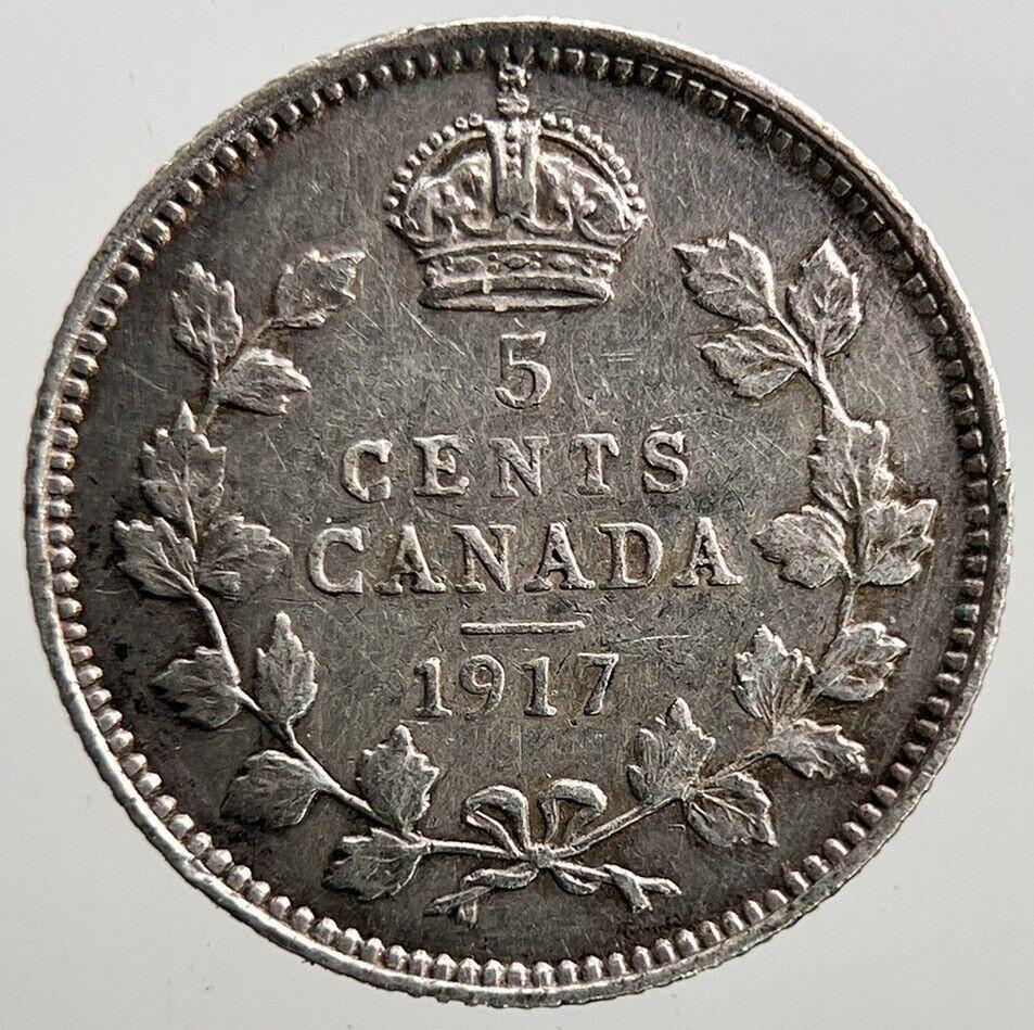 1917 Canadian 5 Cents Silver Coin | Very High Grade | a2842
