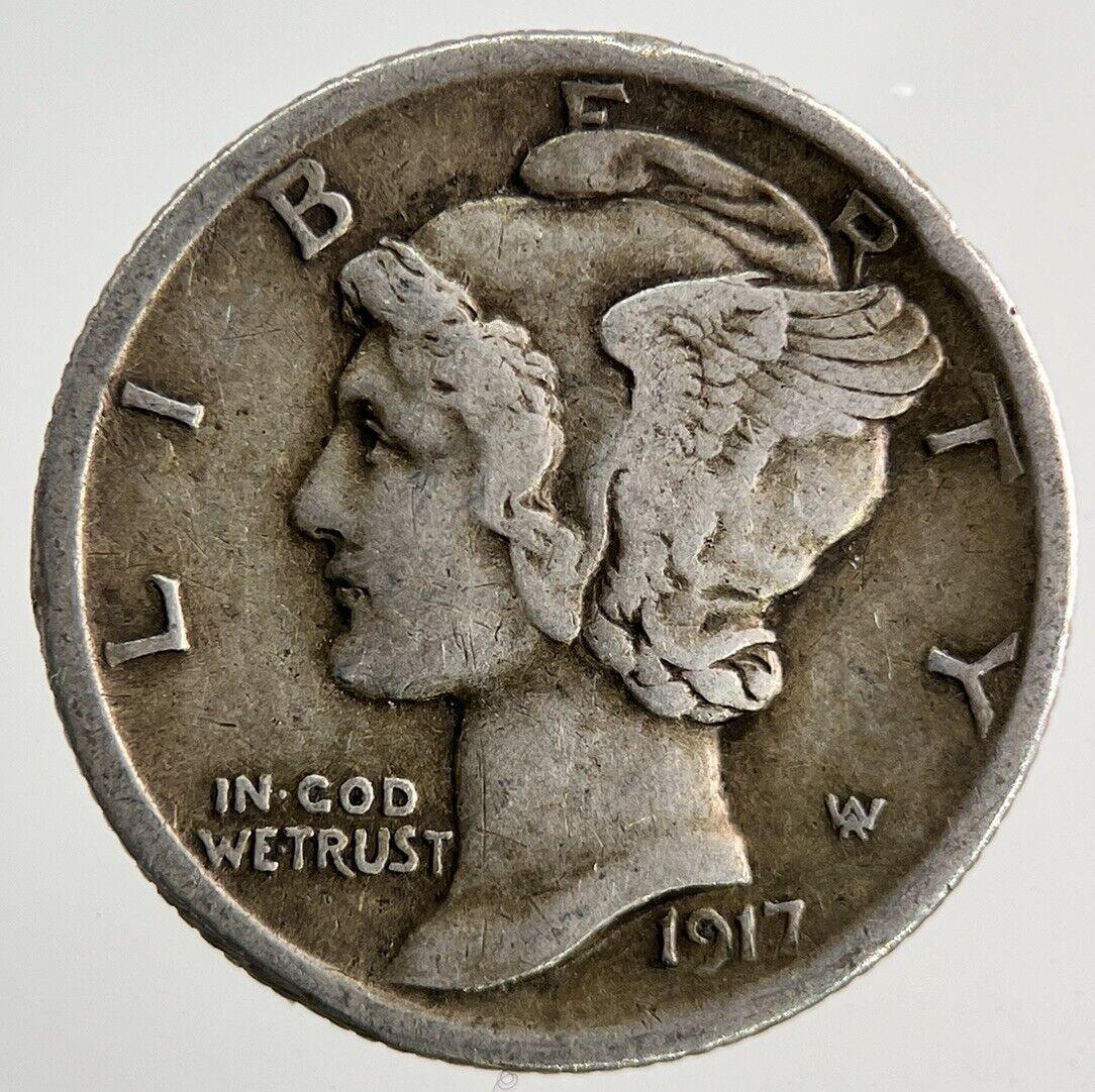 1917 US USA Mercury One Dime Silver Coin | Very High Grade