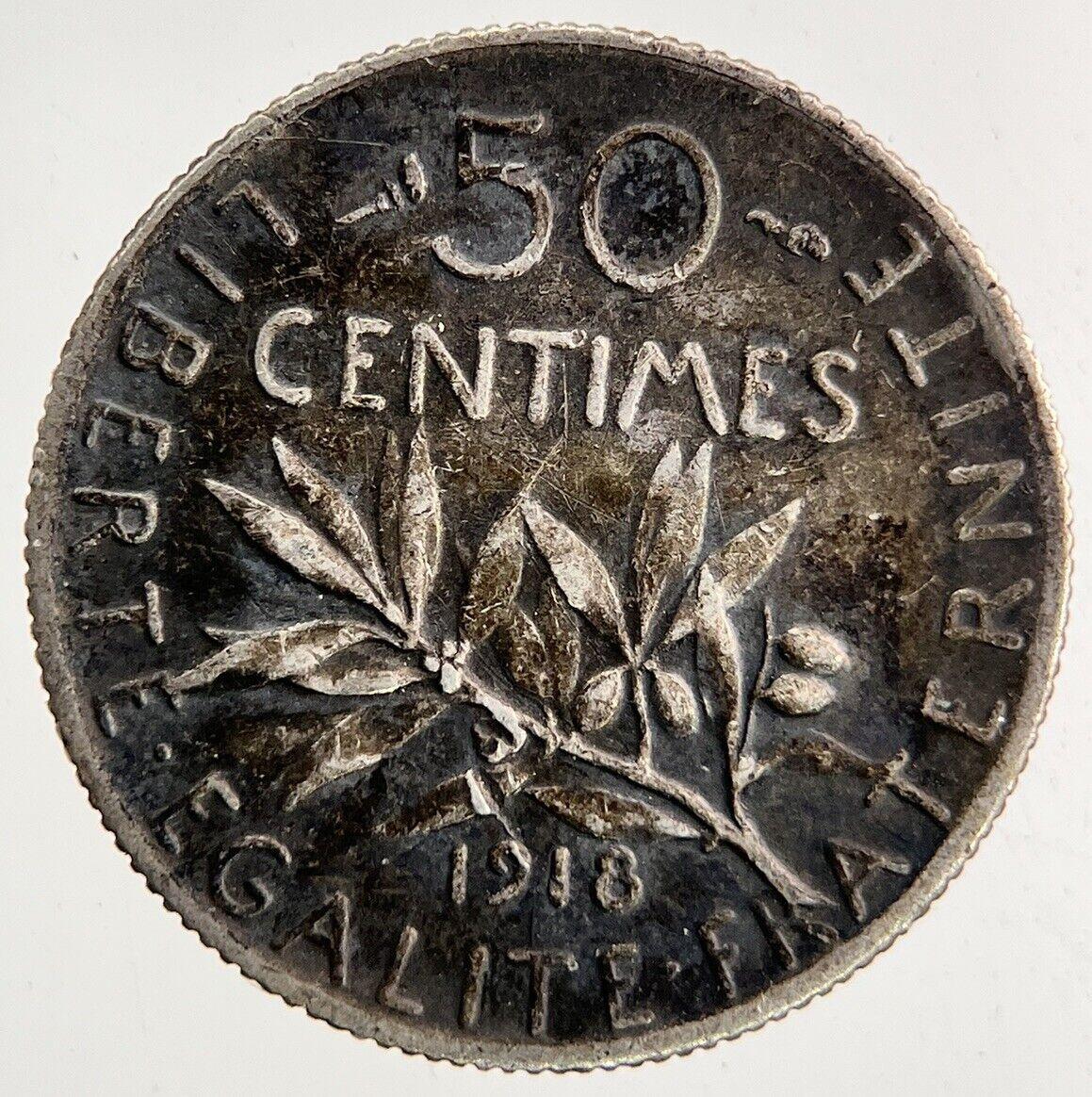 1918 France 50 Centimes Silver Coin | Collectable Grade