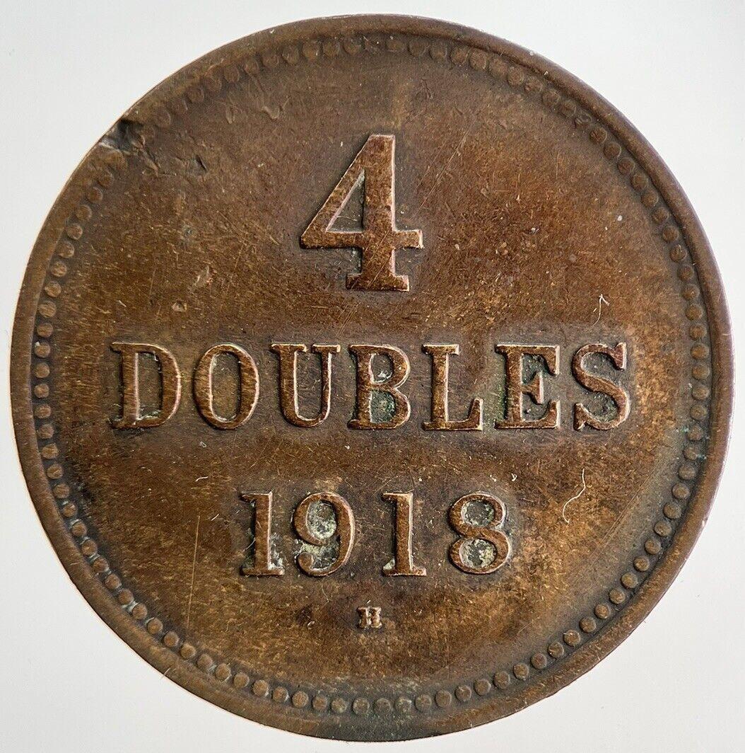 1918 Guernsey 4 Doubles Coin | Fine Collectable Grade | a5244