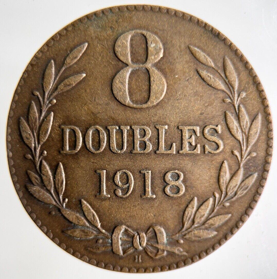 1918 Guernsey 8 Doubles Coin | Fine Collectable Grade