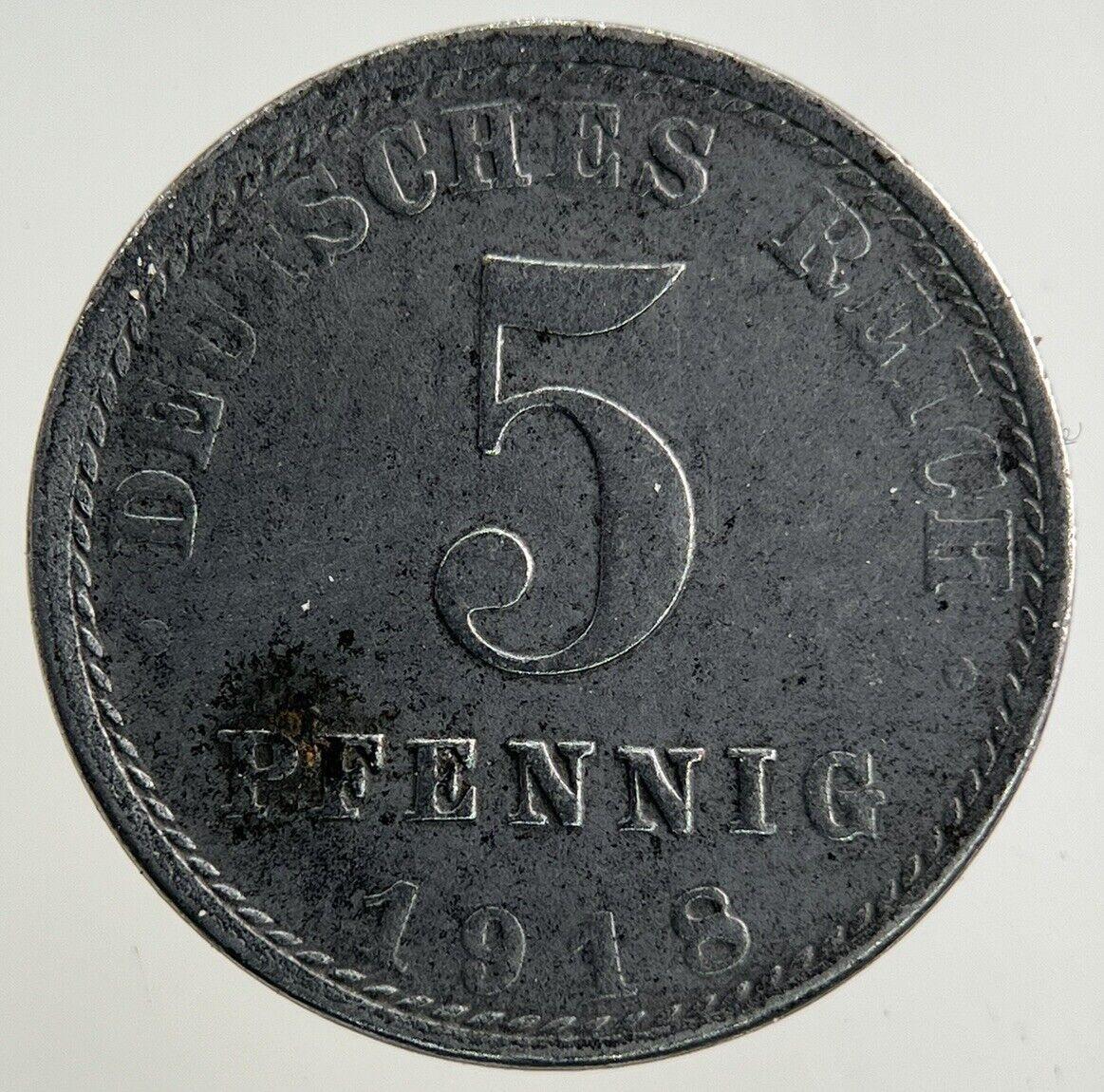 1918 Germany 5 Pfennig Coin | Fine Collectable Grade
