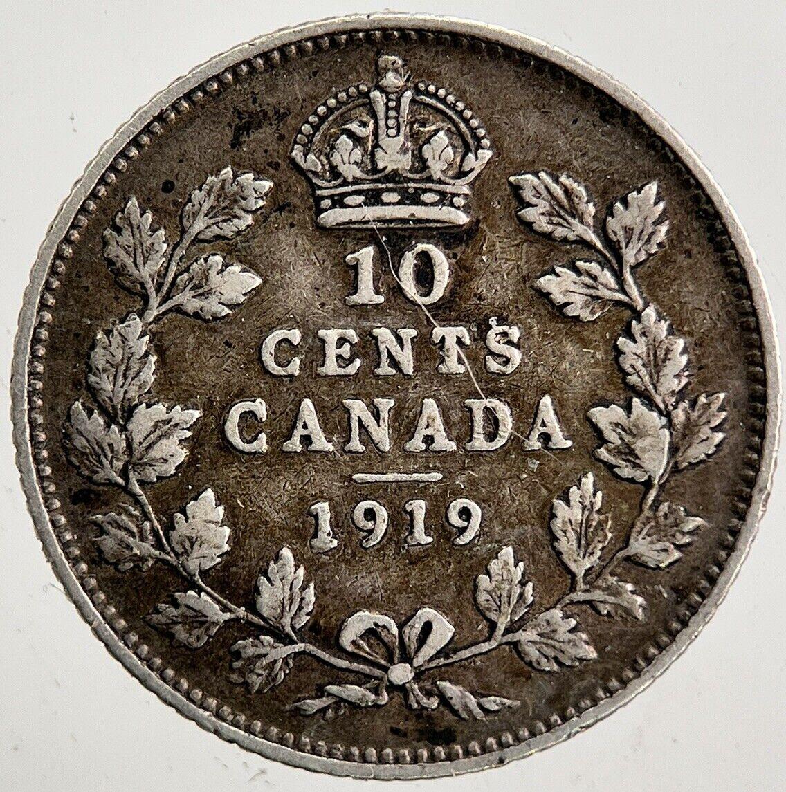 1919 Canada 10 Cents Silver Coin | Fine Collectable Grade | a5442