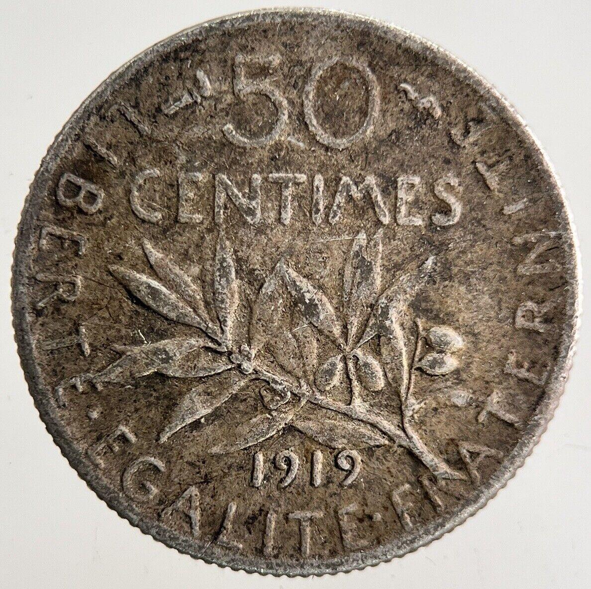 1919 France 50 Centimes Silver Coin | Collectable Grade