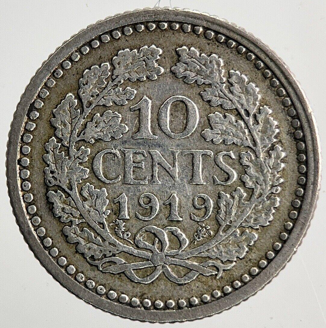 1919 Netherlands 10 Cents Silver Coin | Fine Collectable Grade | a6645