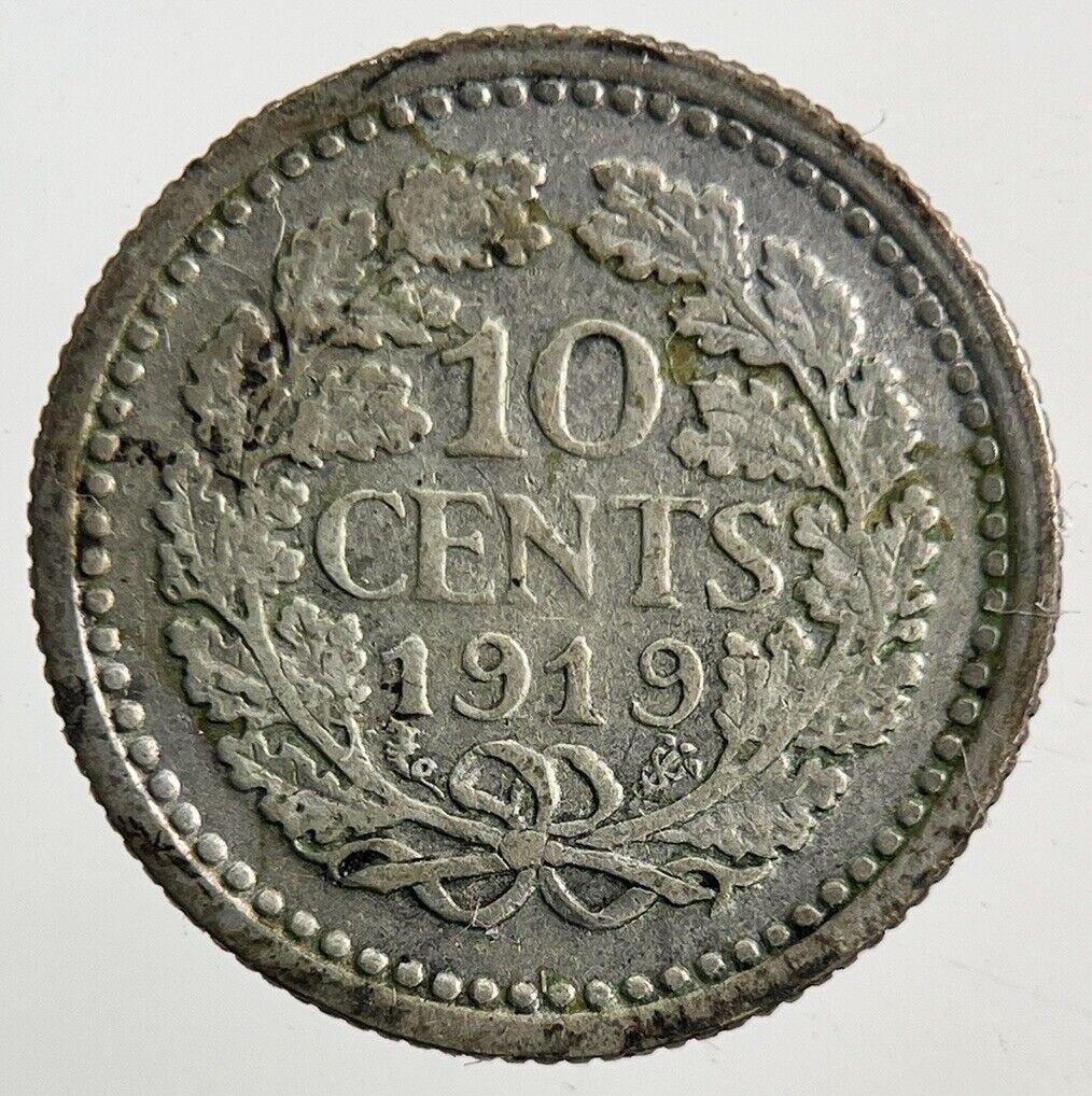 1919 Netherlands 10 Cents Silver Coin | Fine Collectable Grade